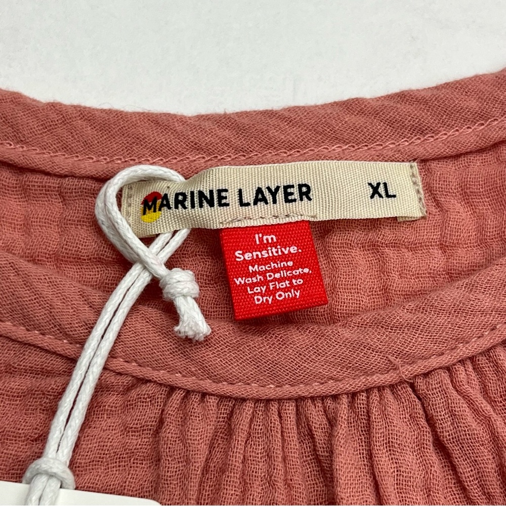 Marine Layer Jude Flutter Sleeve Cotton Tank Rosette Pink Womens Size‎ XL NEW - Picture 3 of 11